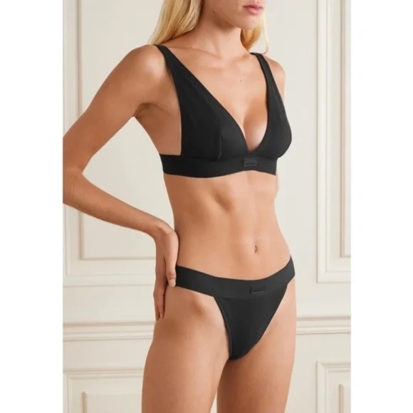 SKIMS Other - SKIMS Cotton Plunge Bralette in Soot Black Size 4X NWOT